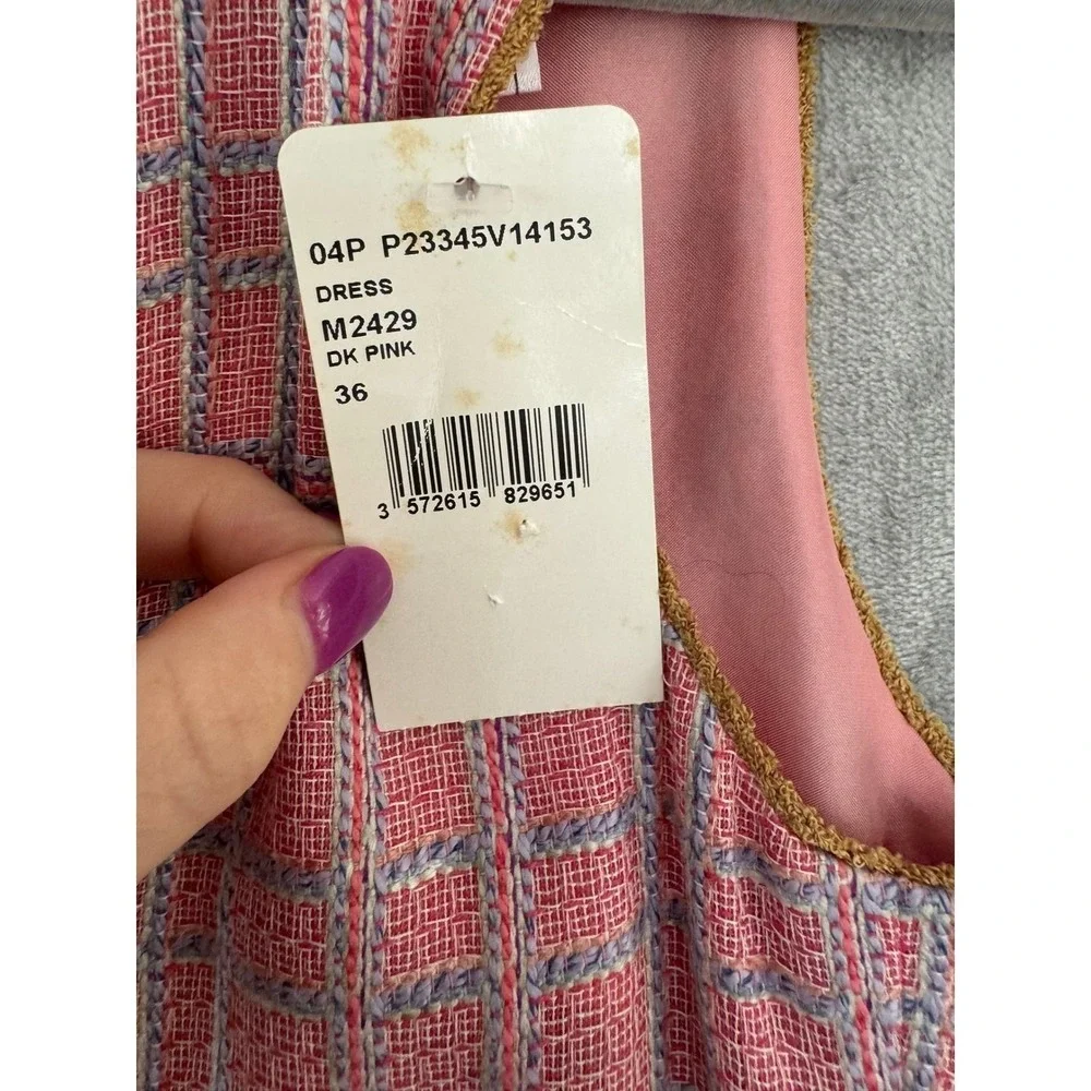 Chanel RUNWAY 04P Pink Tweed Silk Wool Blend Sleeveless Dress FR36 US4 Deadstock